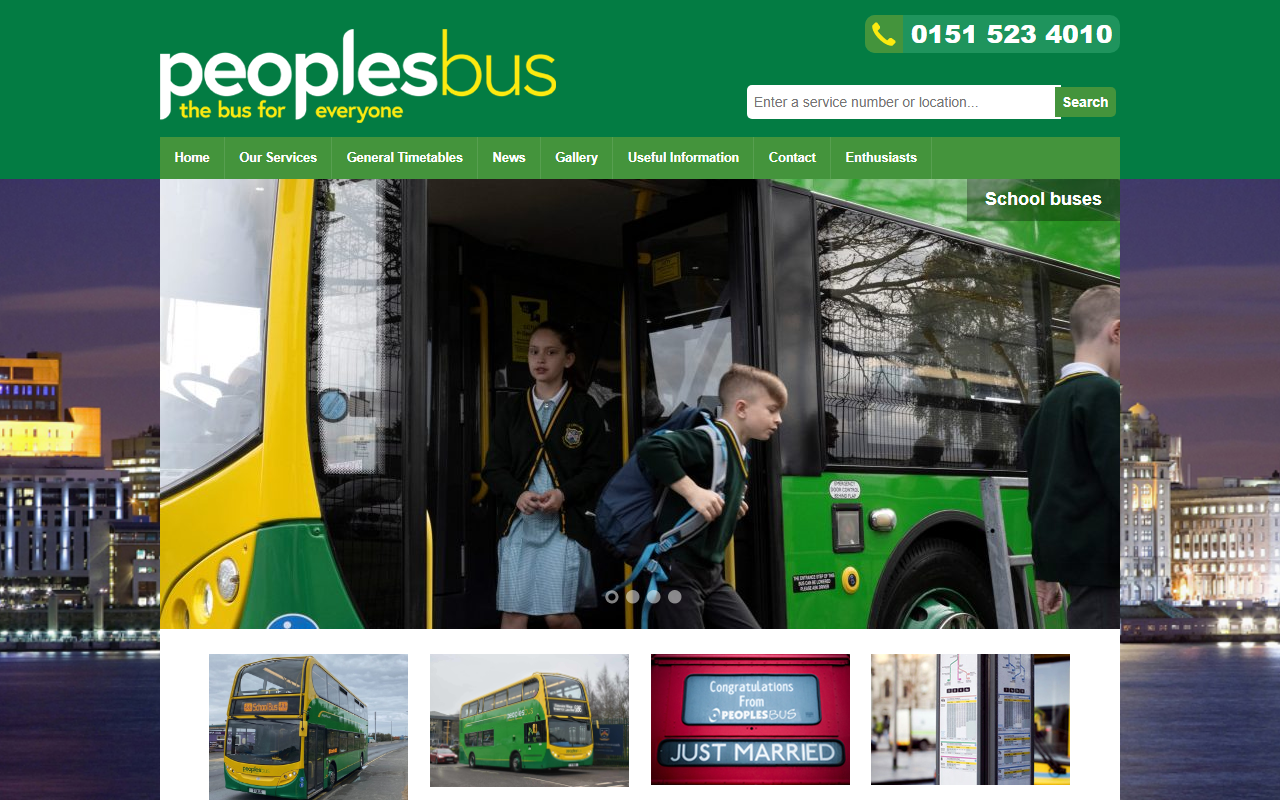 Peoples Bus website screenshot showing their bus services and timetable information