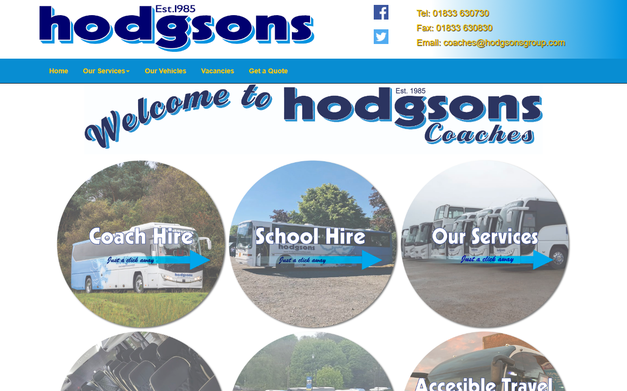 Peter Hodgson website screenshot showing their bus services and timetable information
