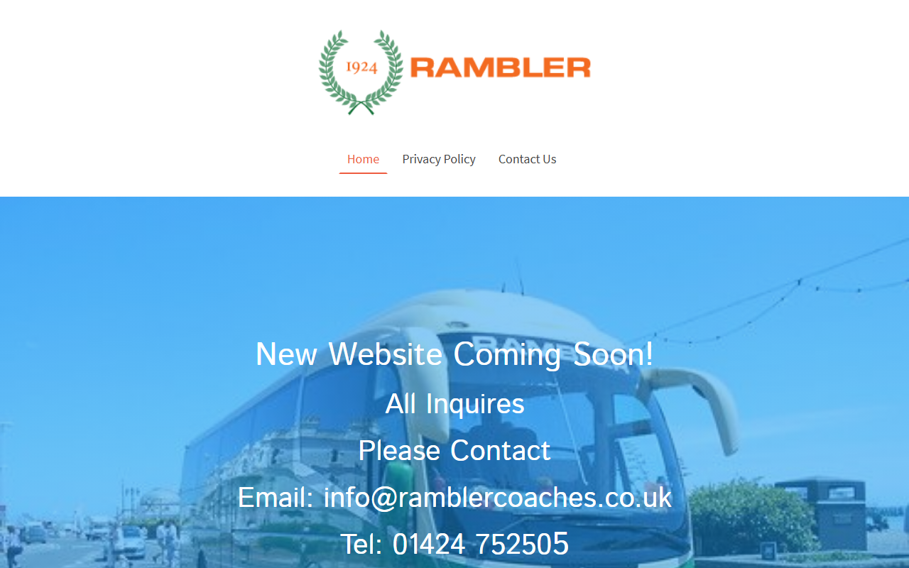 Rambler Coaches website screenshot showing their bus services and timetable information