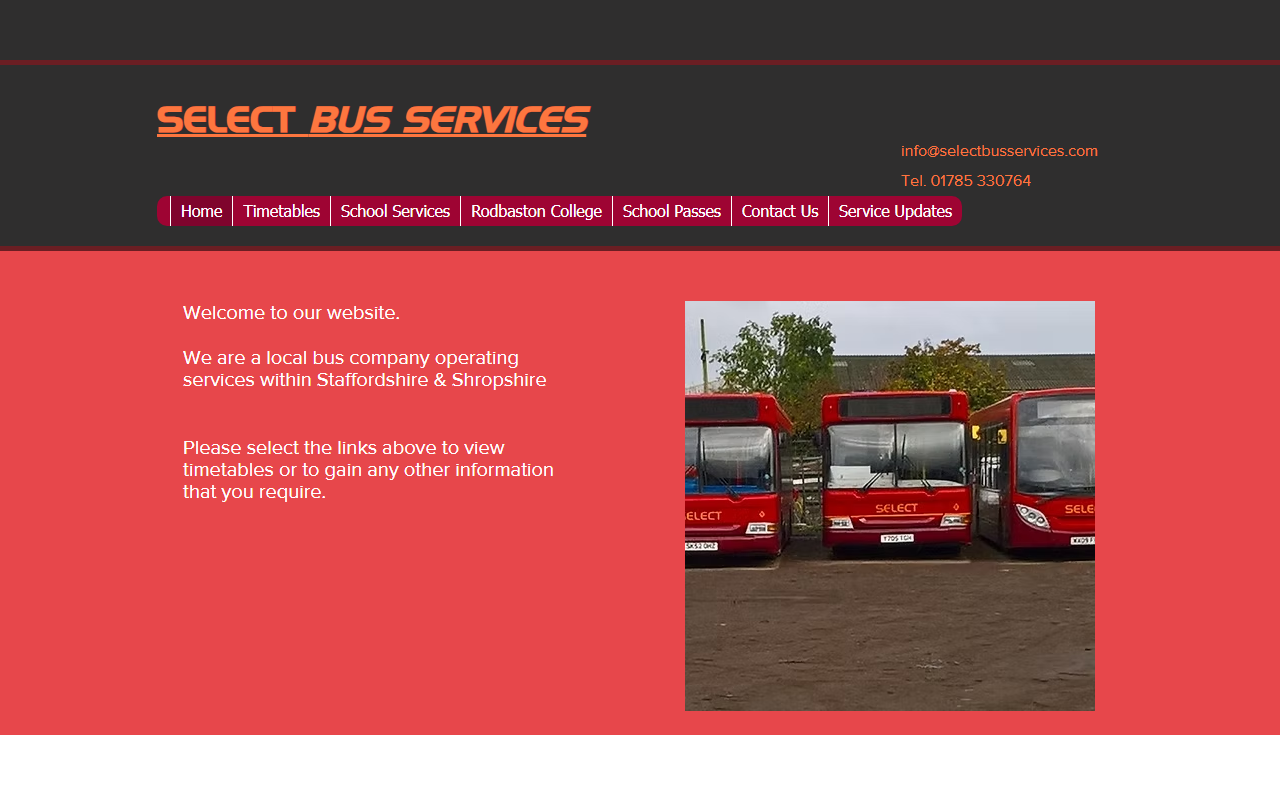 Select Bus Services website screenshot showing their bus services and timetable information