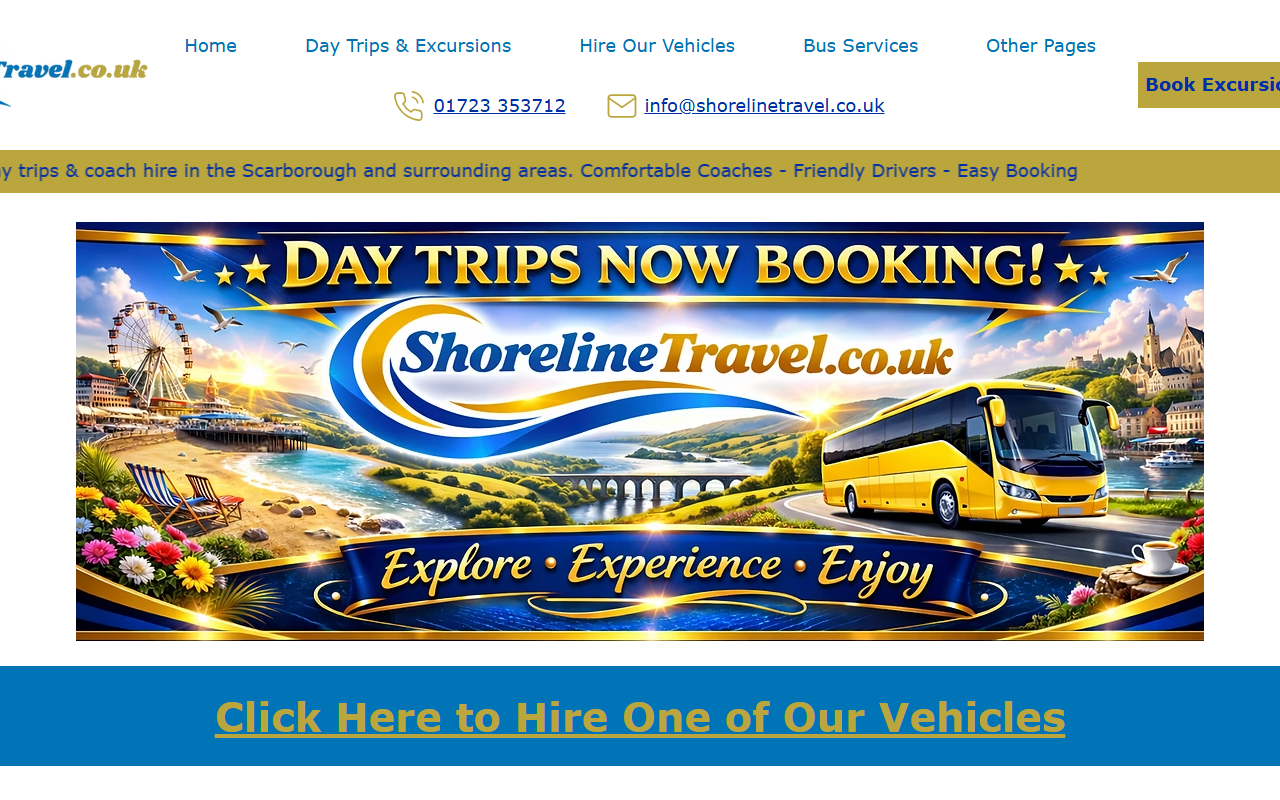 Shoreline Suncruisers Ltd website screenshot showing their bus services and timetable information