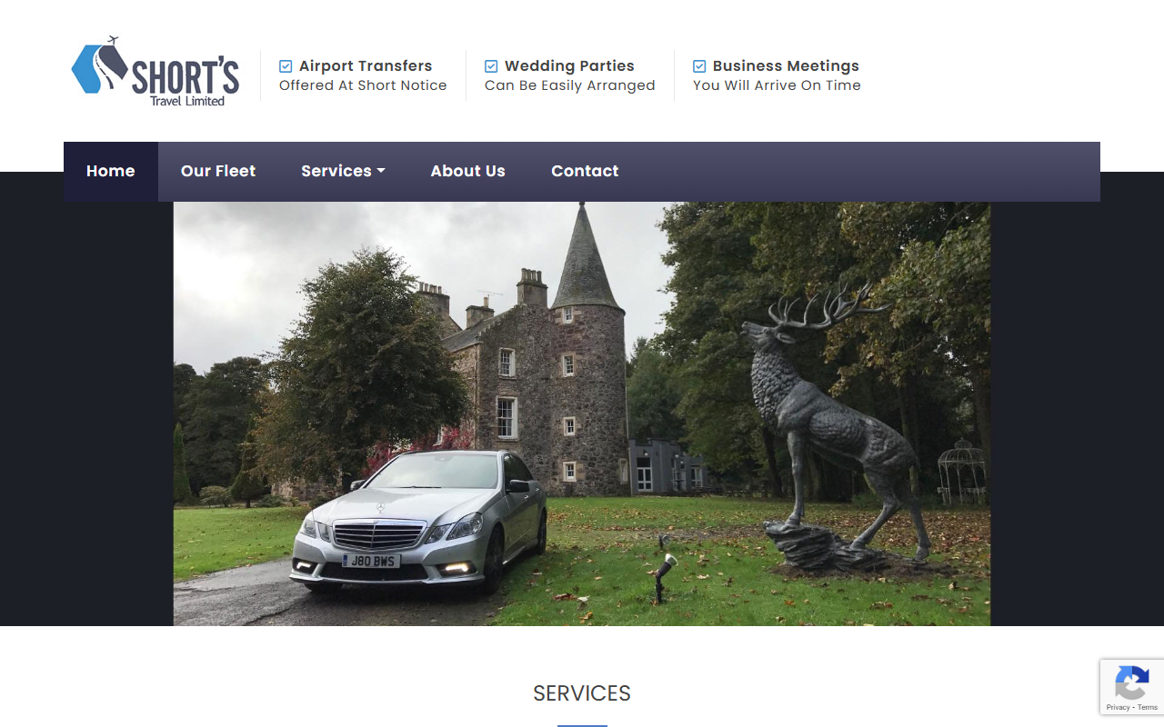 Shorts Travel website screenshot showing their bus services and timetable information
