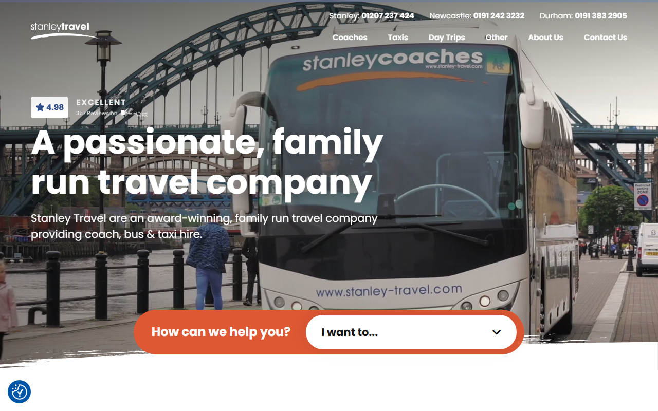 Stanley Travel website screenshot showing their bus services and timetable information