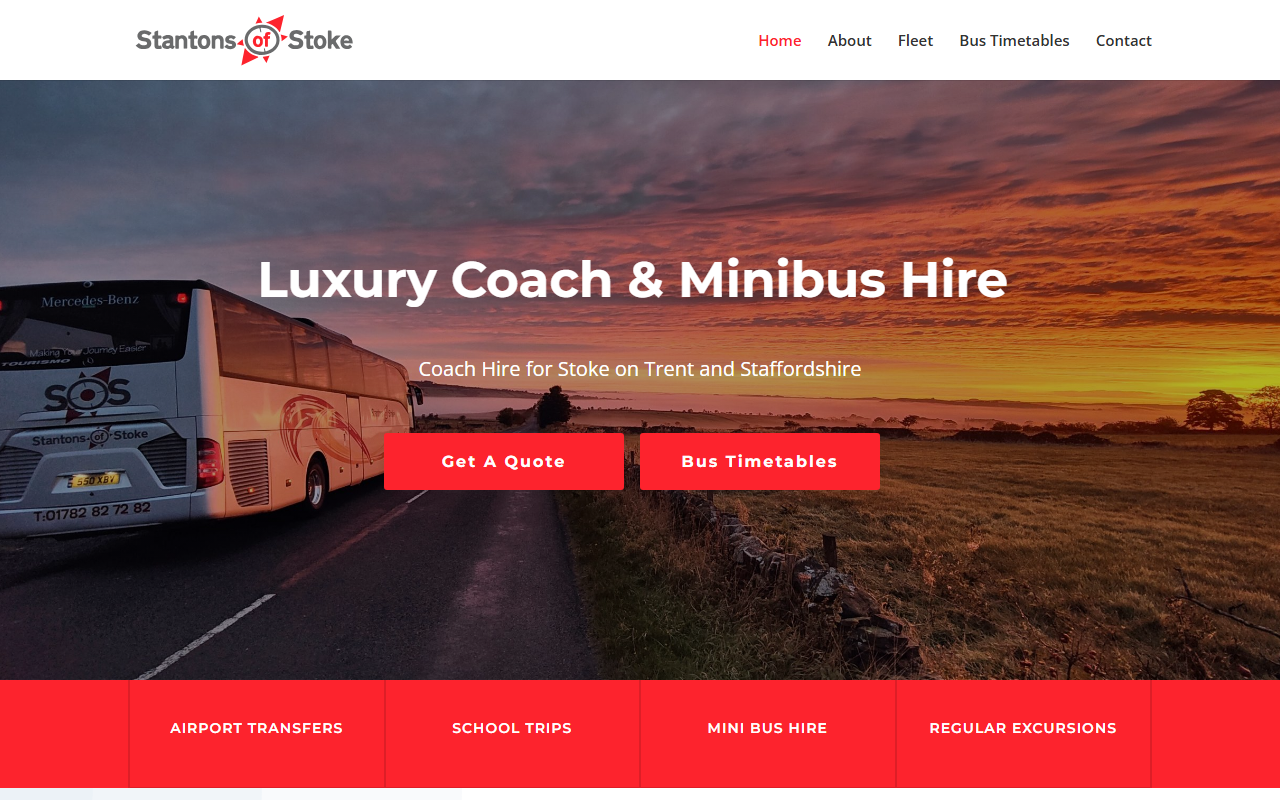 Stantons of Stoke website screenshot showing their bus services and timetable information