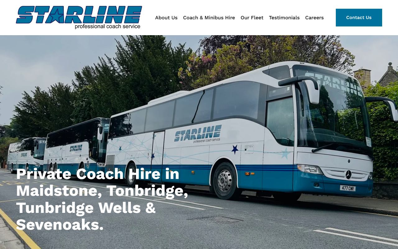 Starline website screenshot showing their bus services and timetable information