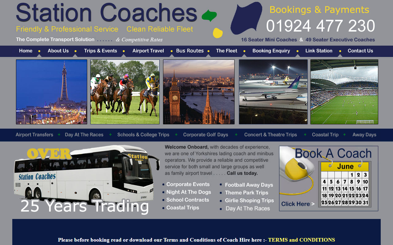 Station Coaches website screenshot showing their bus services and timetable information