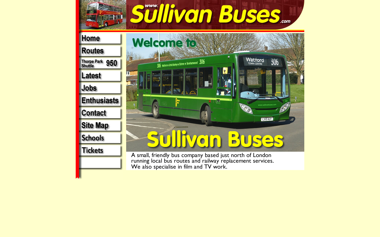 Sullivan Buses website screenshot showing their bus services and timetable information
