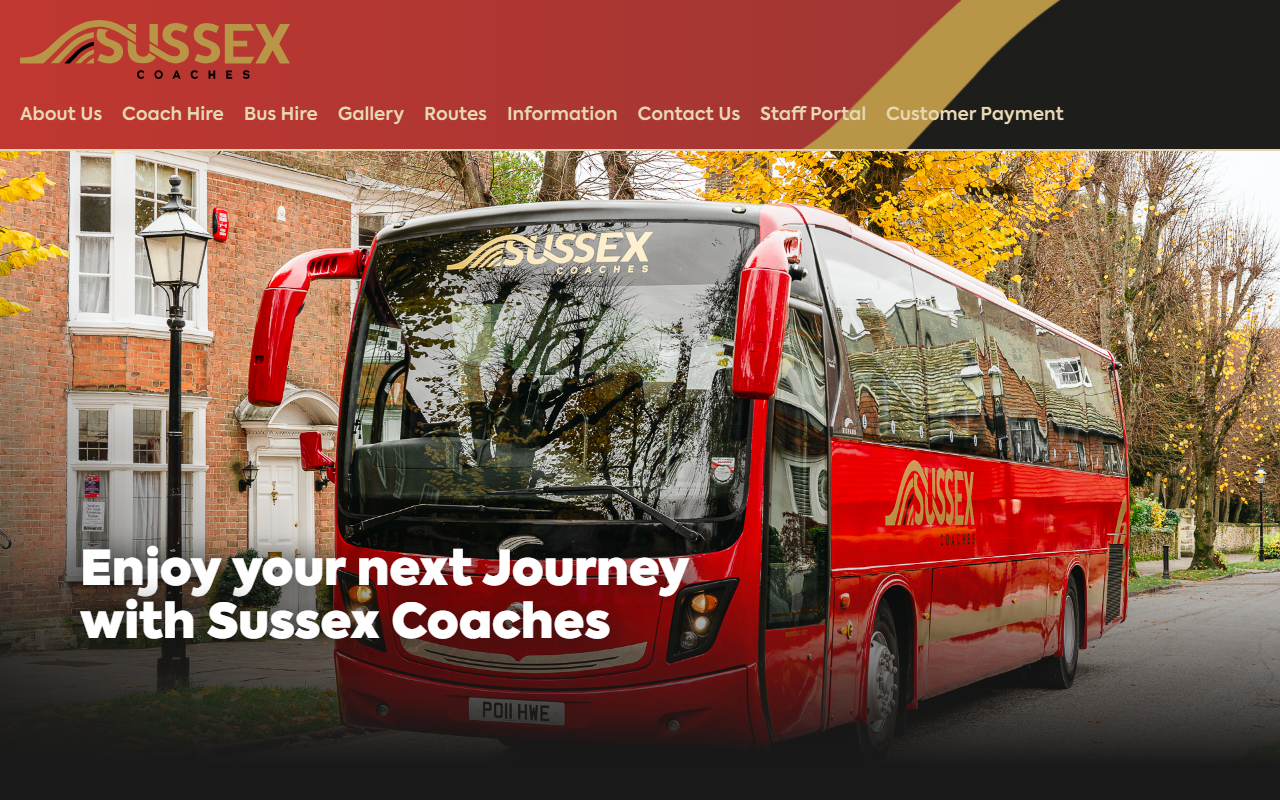 Sussex Coaches website screenshot showing their bus services and timetable information