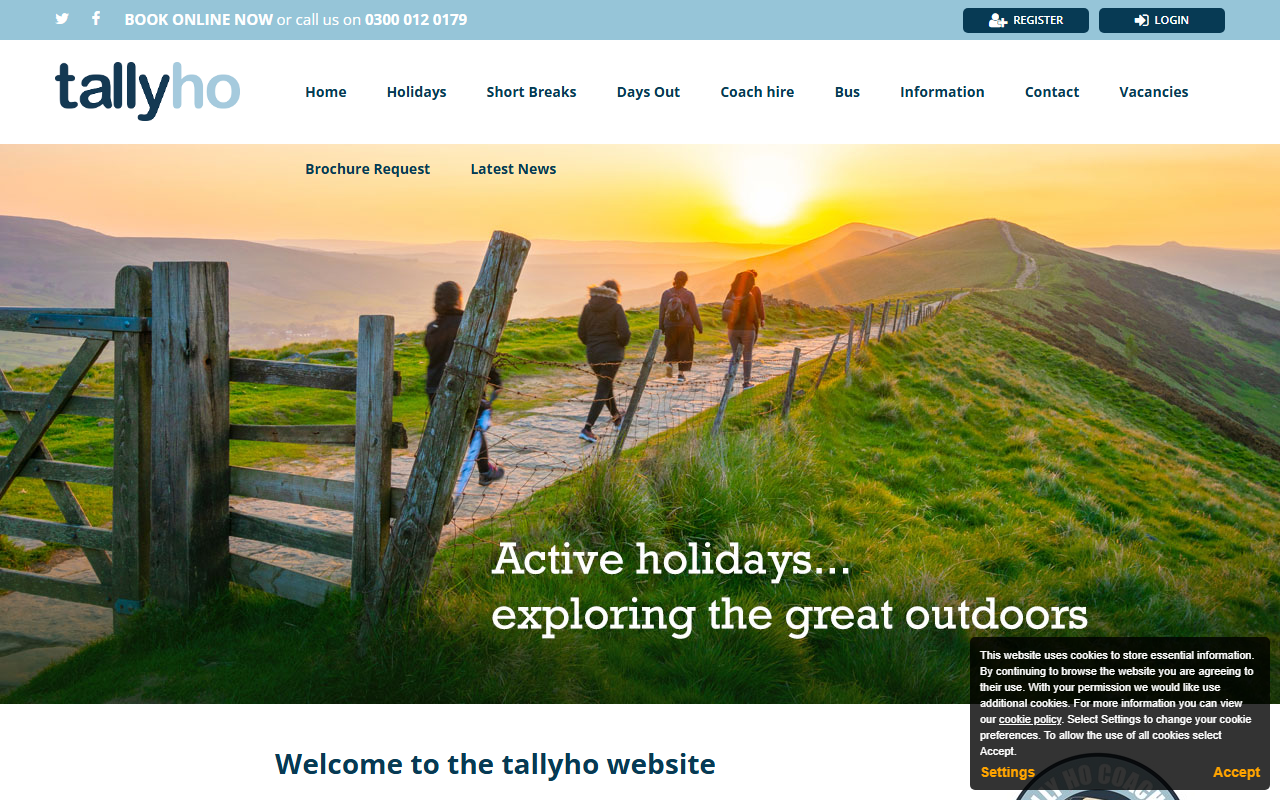 tallyho coaches website screenshot showing their bus services and timetable information