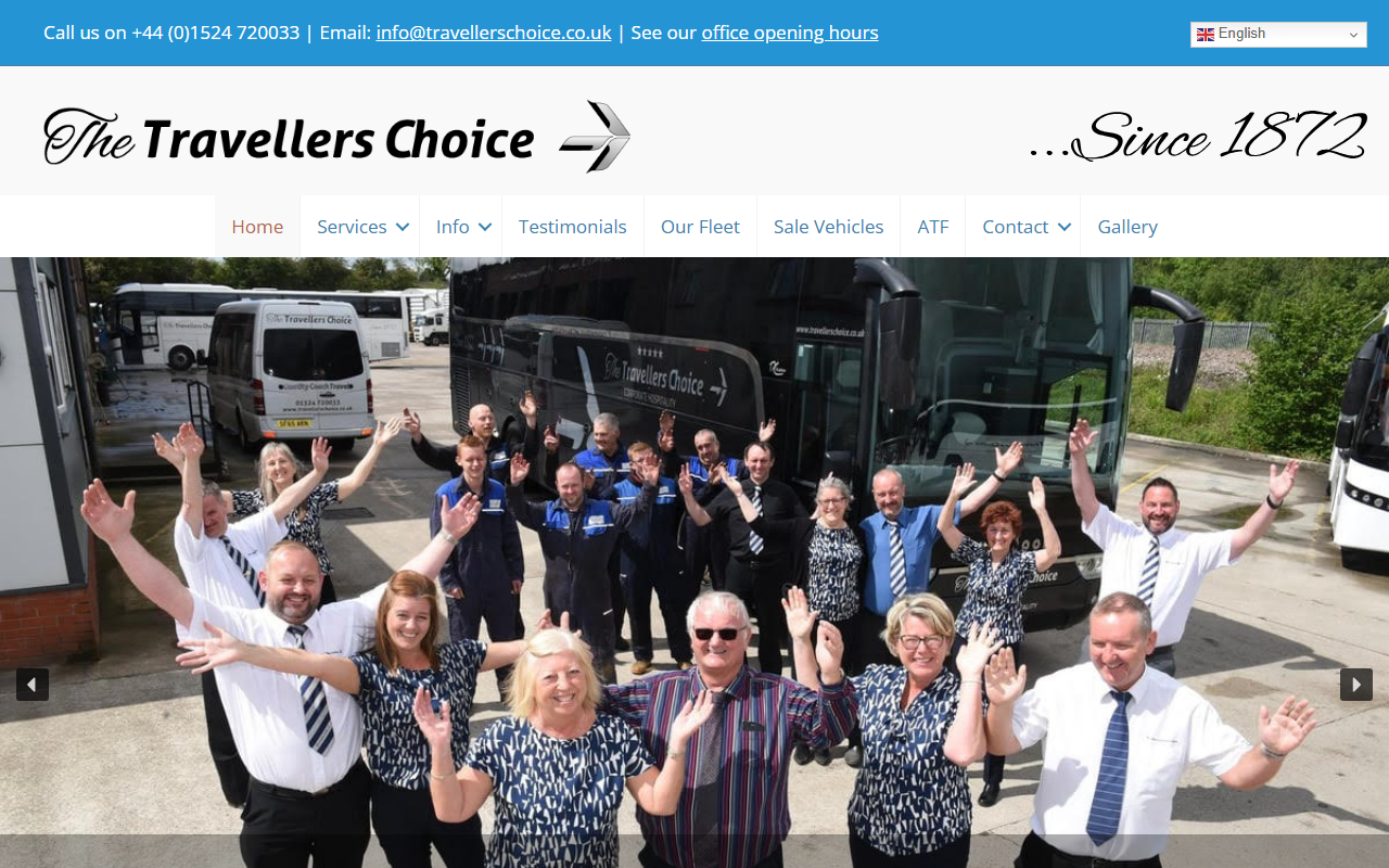 The Travellers Choice website screenshot showing their bus services and timetable information