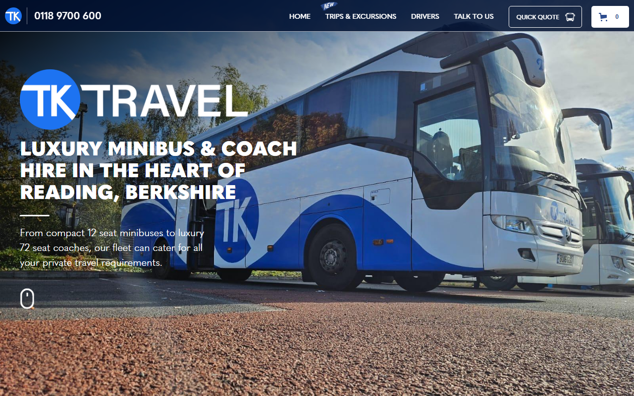 TK Travel website screenshot showing their bus services and timetable information