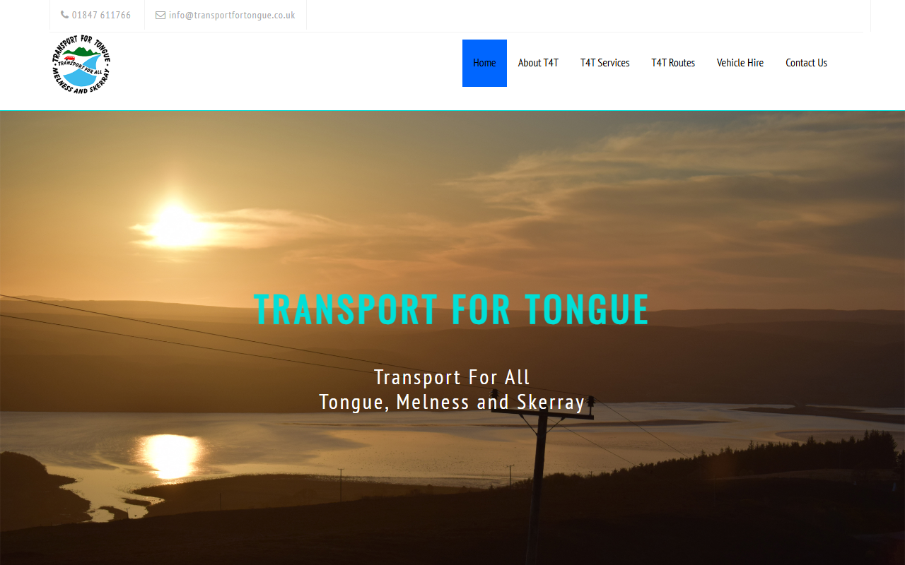 Transport for Tongue website screenshot showing their bus services and timetable information