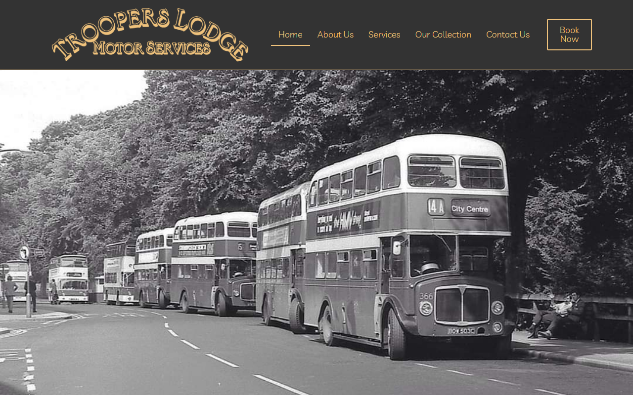 Troopers Lodge Motor Services Ltd website screenshot showing their bus services and timetable information