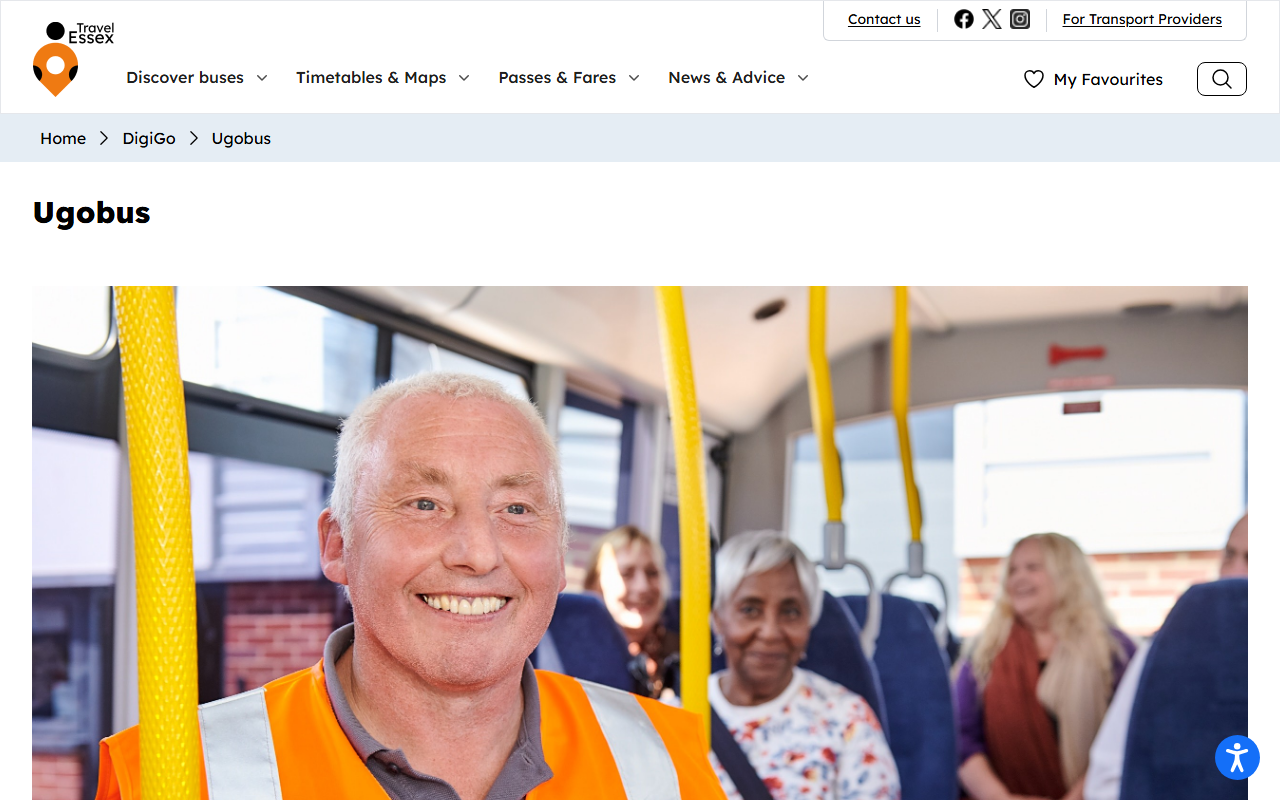 Ugobus website screenshot showing their bus services and timetable information