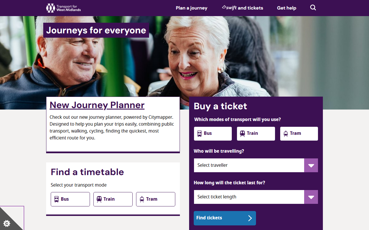 WM Travel website screenshot showing their bus services and timetable information