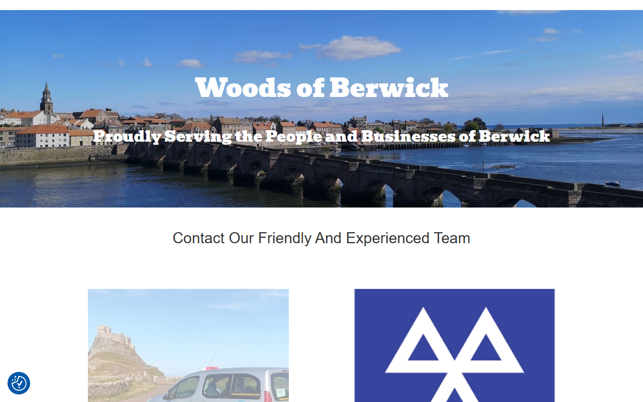 Woods of Berwick Ltd website screenshot showing their bus services and timetable information