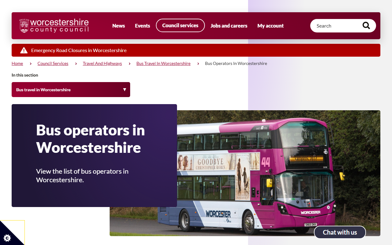 Wyre Coaches website screenshot showing their bus services and timetable information